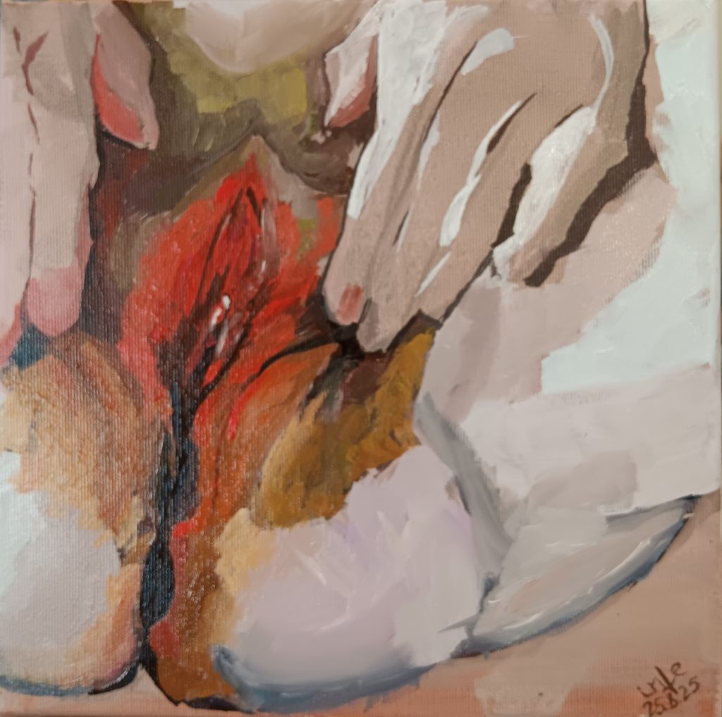 Ölgemälde, oil painting, Mösenportrait, vulva portrait